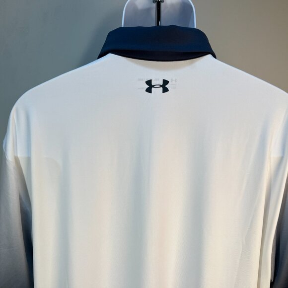 Under Armour Men's off white and gray detailed heatgear Golf polo shirt 2XL XXL - Picture 3 of 6